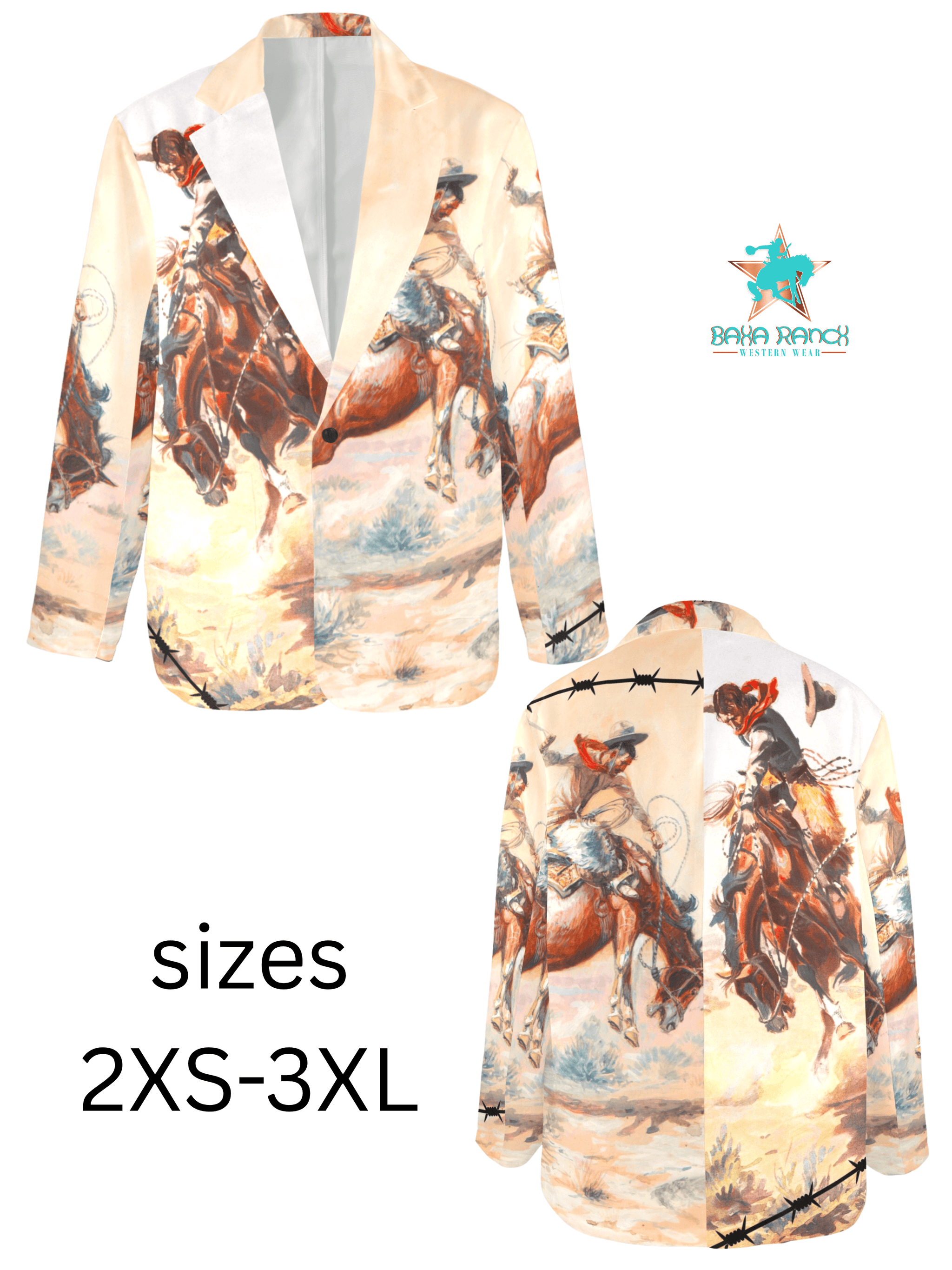 Baha Ranch Yeehaw Cowboy Vintage Western Retro Blazer
