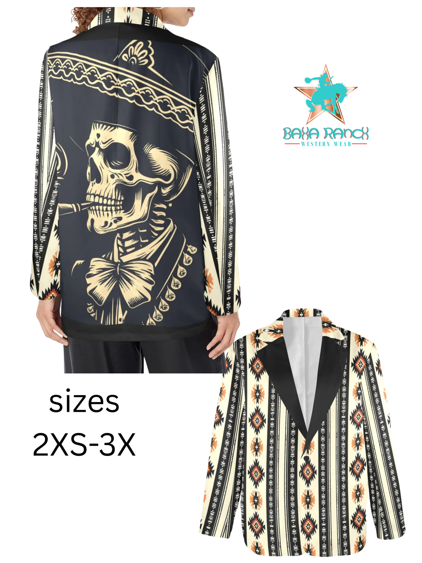 Baha Ranch Colores De Mexico Mariachi Aztec Women's Blazer