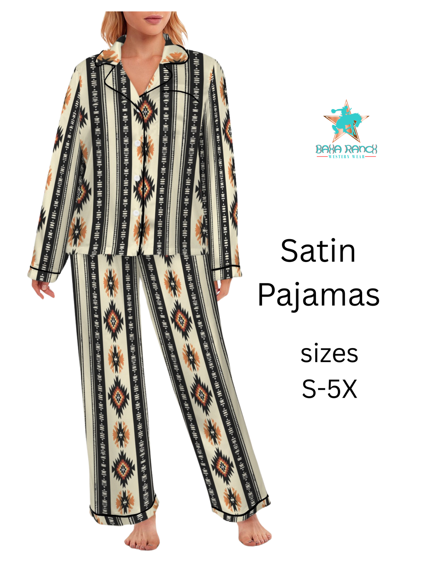 Baha Ranch Colores de Mexico Southwestern Aztec Satin pajamas