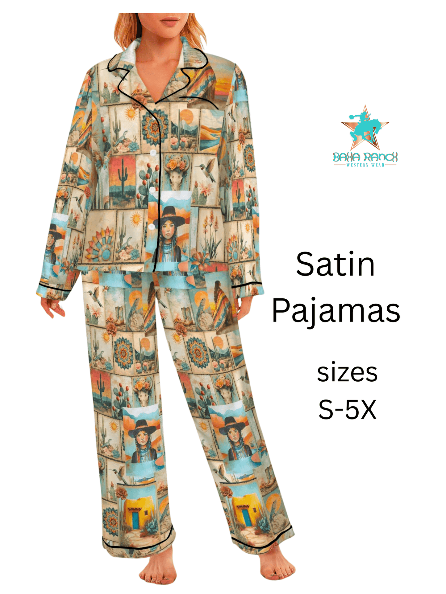 Baha Ranch Colores de Mexico Pictures of the Southwest Satin Pajamas