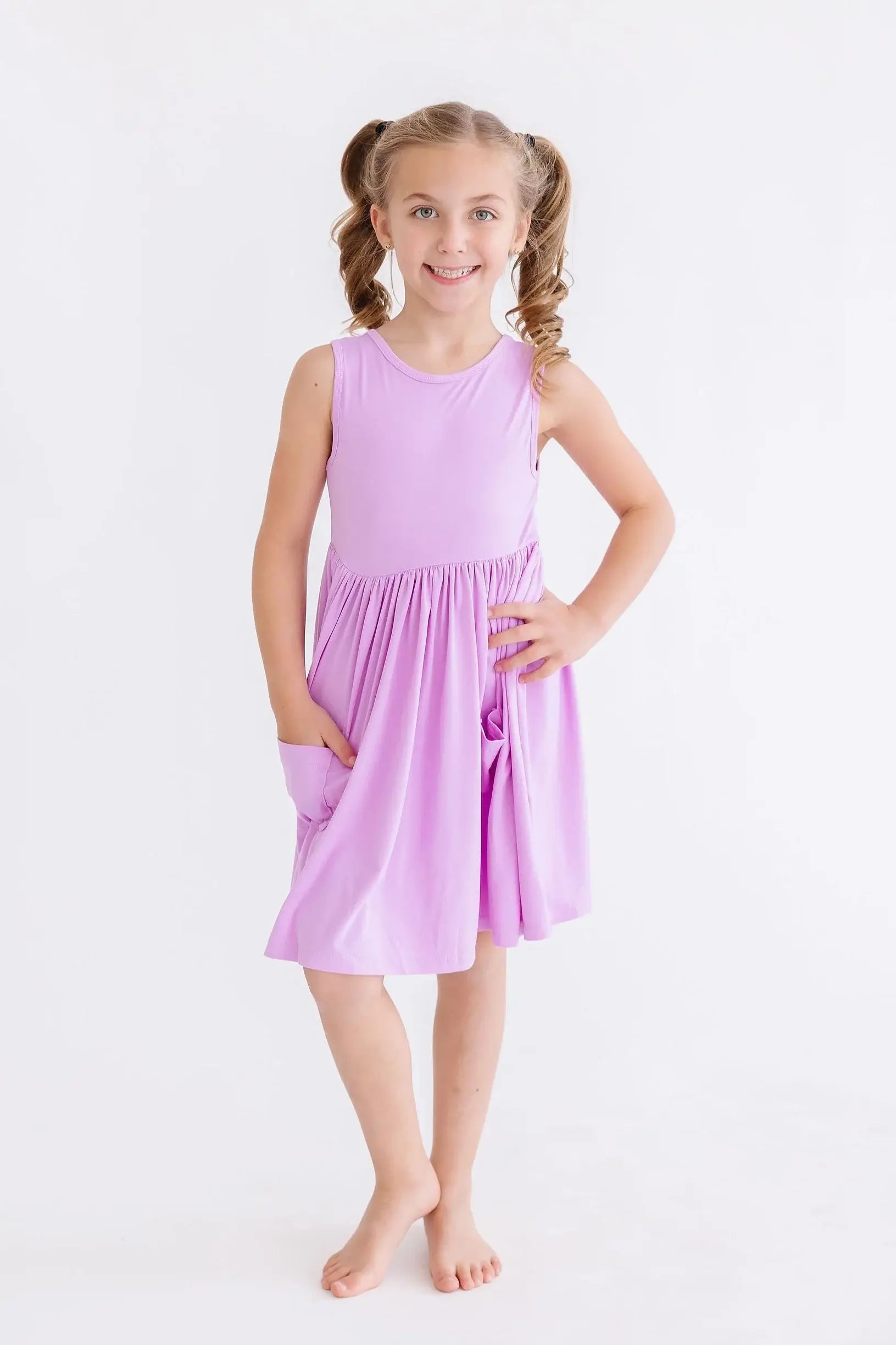 Bright Lilac Tank Pocket Twirl Dress - Mila & Rose ® - Flyclothing LLC