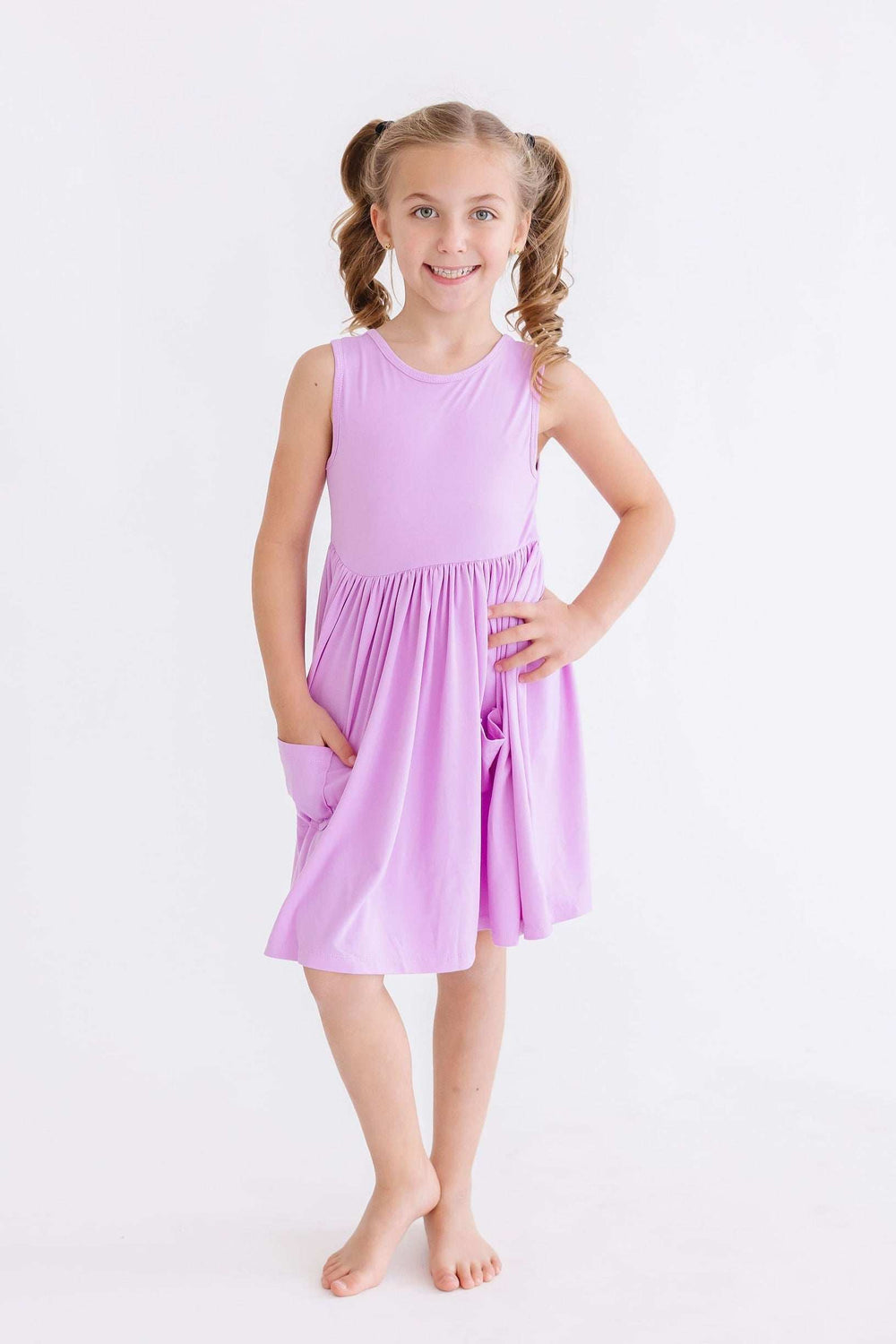Bright Lilac Tank Pocket Twirl Dress - Mila & Rose ® - Flyclothing LLC