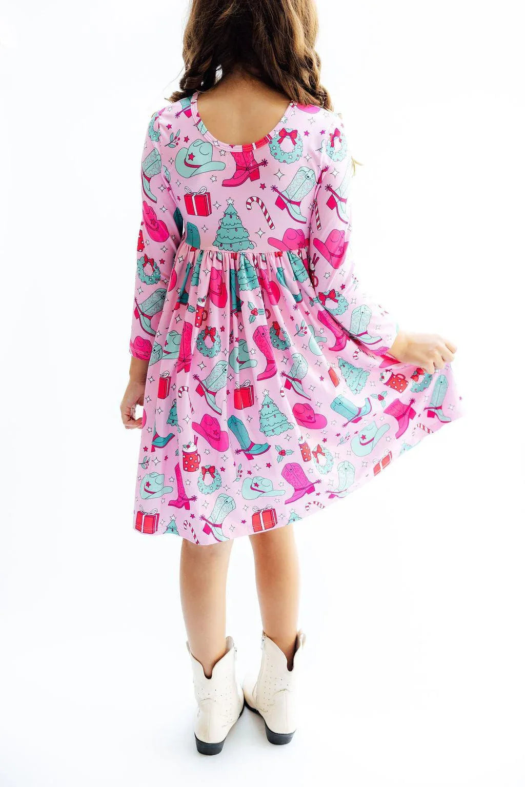 Christmas Cowgirl L/S Pocket Twirl Dress - Mila & Rose ® - Flyclothing LLC