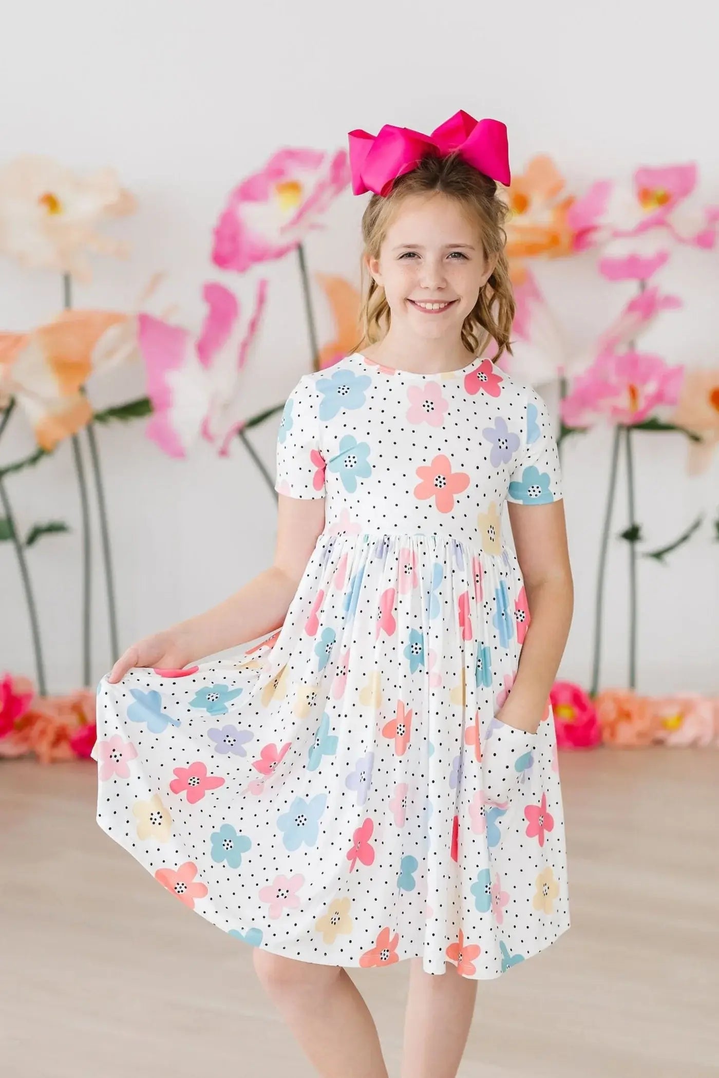Dots & Daisies S/S Pocket Twirl Dress - Mila & Rose ® - Flyclothing LLC