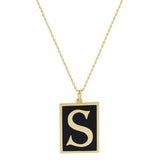 Gold Dipped Enamel Rectangle Monogram Pendant Necklace - Madeline Love - Flyclothing LLC