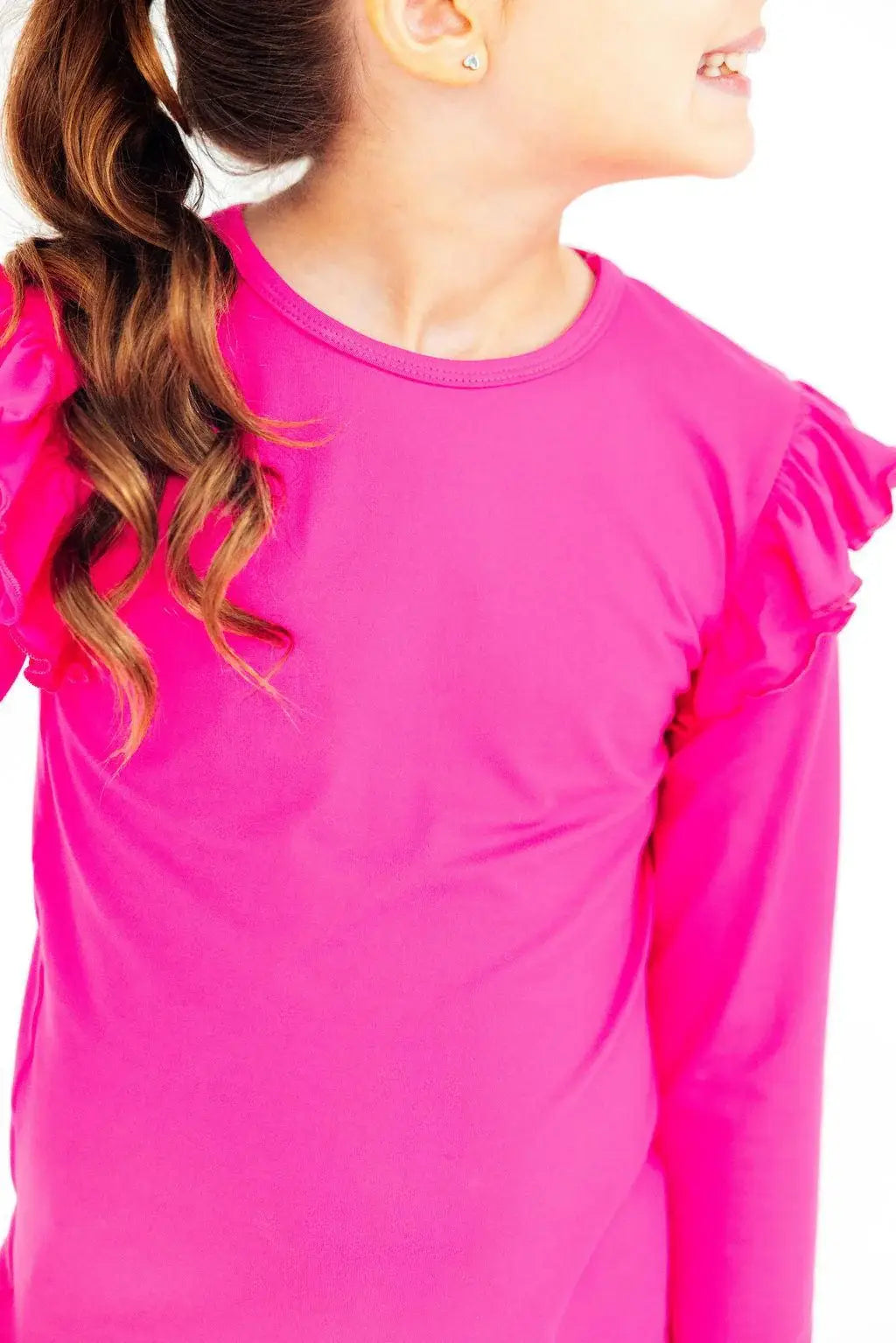 Hot Pink L/S Ruffle Tee - Mila & Rose ® - Flyclothing LLC