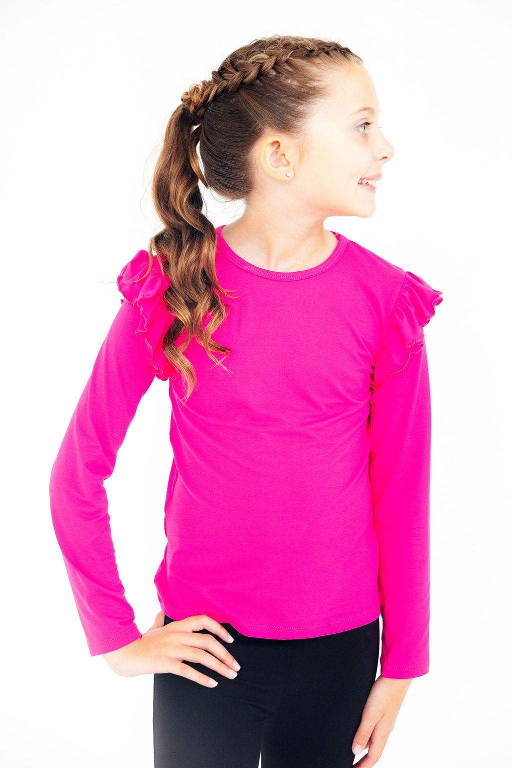 Hot Pink L/S Ruffle Tee - Mila & Rose ® - Flyclothing LLC