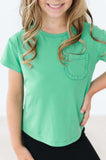 Kelly Green Ruffle Pocket Tee - Mila & Rose ® - Flyclothing LLC