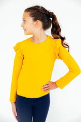 Mustard L/S Ruffle Tee - Mila & Rose ® - Flyclothing LLC