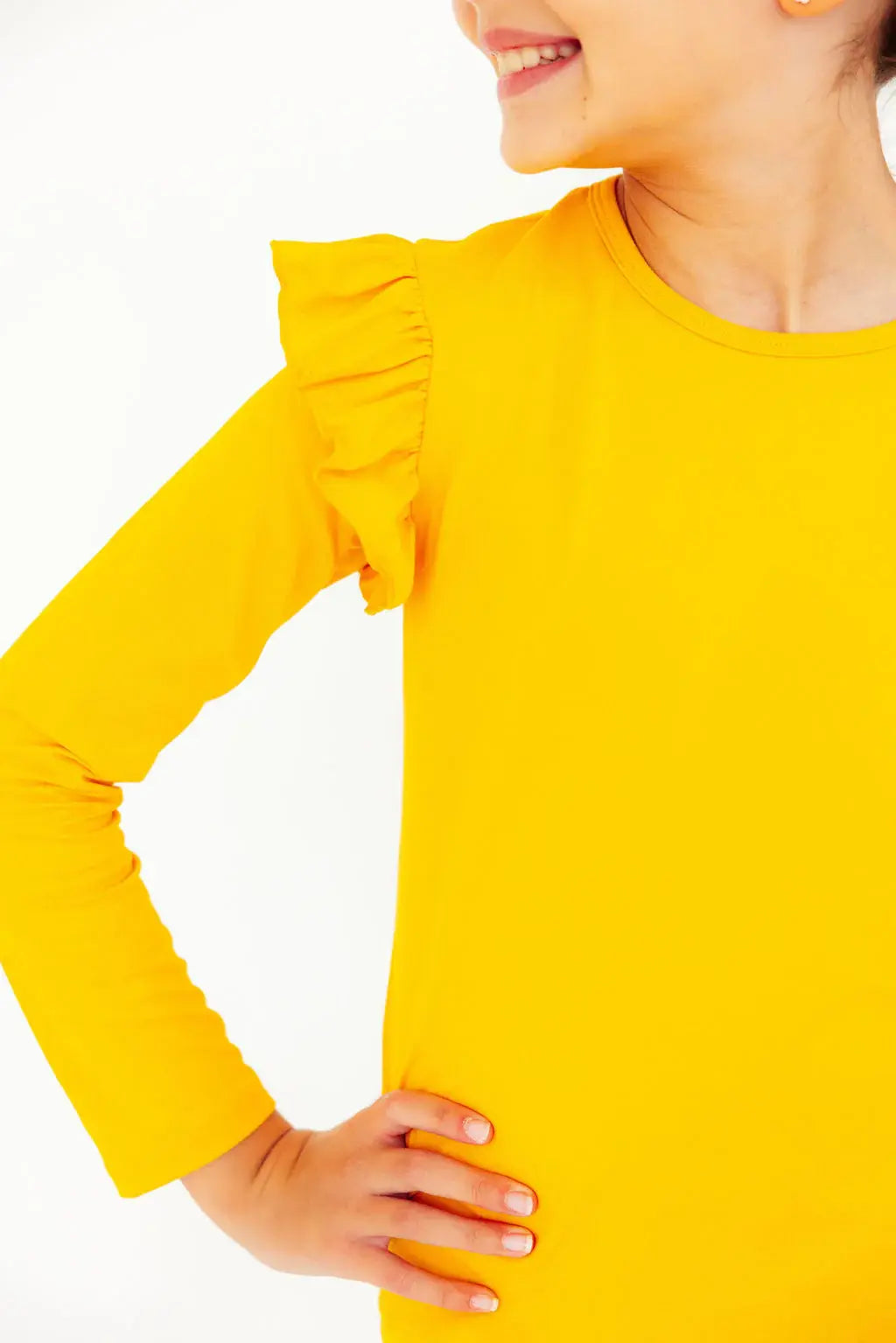 Mustard L/S Ruffle Tee - Mila & Rose ® - Flyclothing LLC