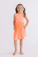 Neon Coral Tank Pocket Twirl Dress - Mila & Rose ® - Flyclothing LLC