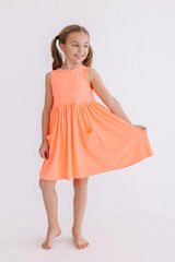 Neon Coral Tank Pocket Twirl Dress - Mila & Rose ® - Flyclothing LLC
