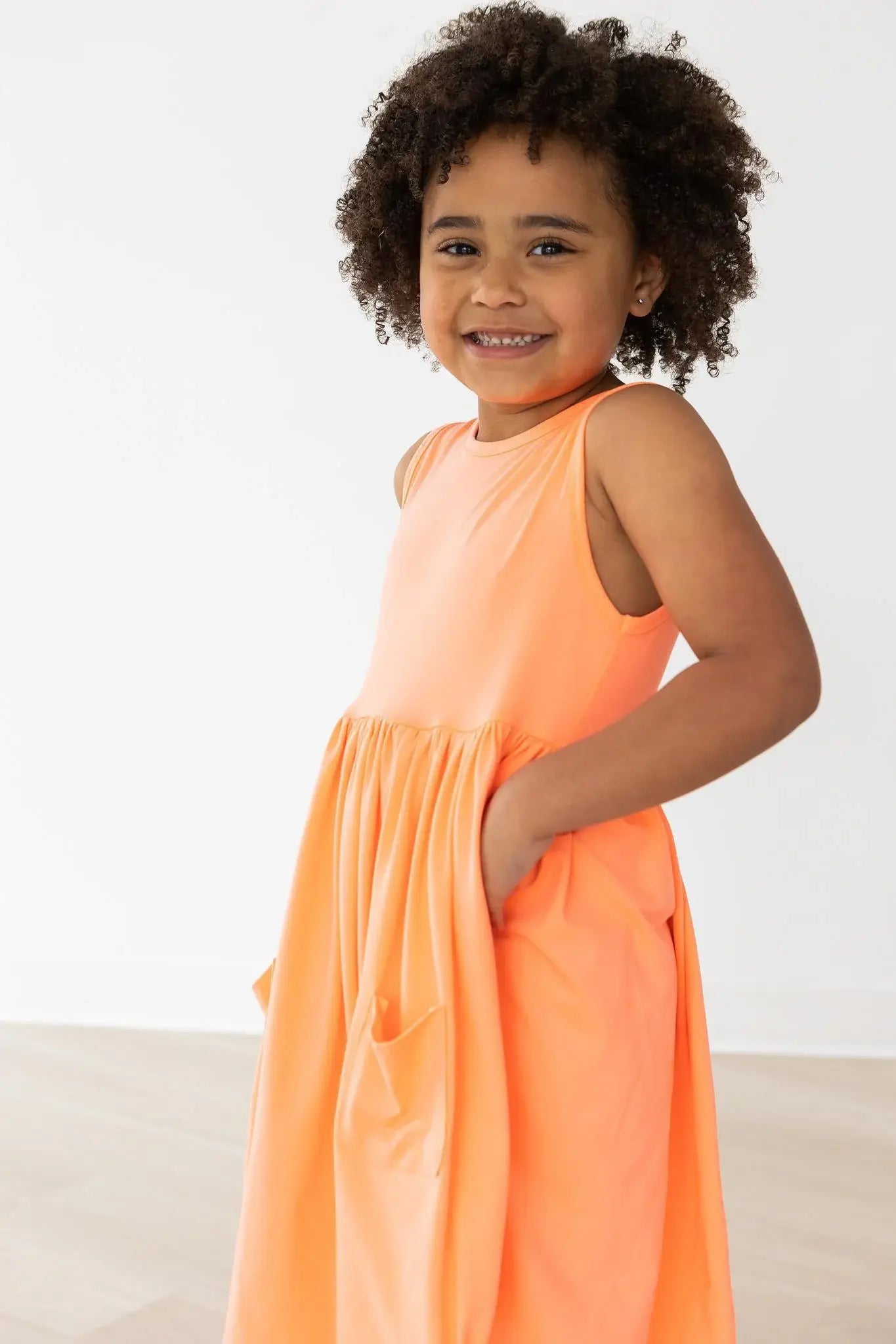 Neon Coral Tank Pocket Twirl Dress - Mila & Rose ® - Flyclothing LLC