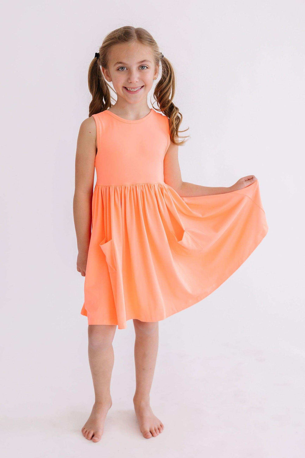 Neon Coral Tank Pocket Twirl Dress - Mila & Rose ® - Flyclothing LLC