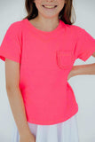 Neon Pink Ruffle Pocket Tee - Mila & Rose ® - Flyclothing LLC