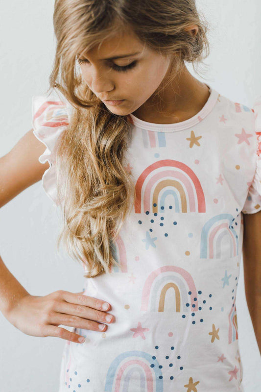 Over the Rainbow S/S Ruffle Tee - Mila & Rose ® - Flyclothing LLC