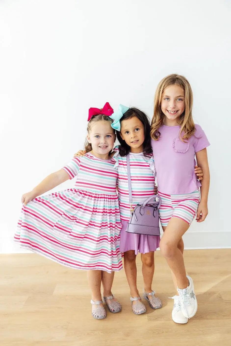 Pastel Stripes S/S Pocket Twirl Dress - Mila & Rose ® - Flyclothing LLC