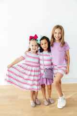 Pastel Stripes S/S Pocket Twirl Dress - Mila & Rose ® - Flyclothing LLC
