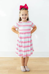 Pastel Stripes S/S Pocket Twirl Dress - Mila & Rose ® - Flyclothing LLC