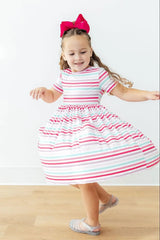 Pastel Stripes S/S Pocket Twirl Dress - Mila & Rose ® - Flyclothing LLC