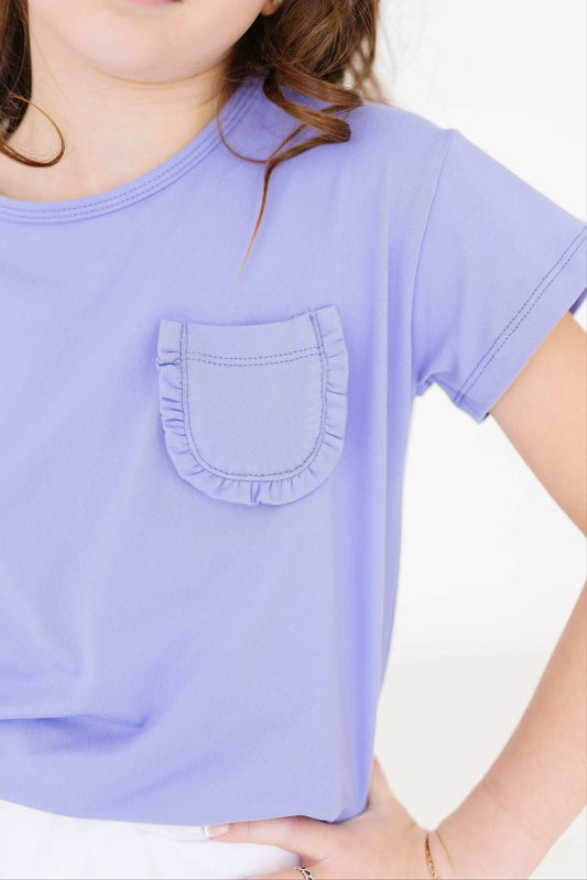 Periwinkle Ruffle Pocket Tee - Mila & Rose ® - Flyclothing LLC