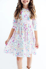 Rainbow Vibes 3/4 Sleeve Pocket Twirl Dress - Mila & Rose ® - Flyclothing LLC