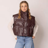 Faux Leather Padded Vest - Madeline Love - Flyclothing LLC