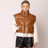 Faux Leather Padded Vest - Madeline Love - Flyclothing LLC