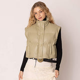 Faux Leather Padded Vest - Madeline Love - Flyclothing LLC