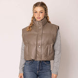 Faux Leather Padded Vest - Madeline Love - Flyclothing LLC