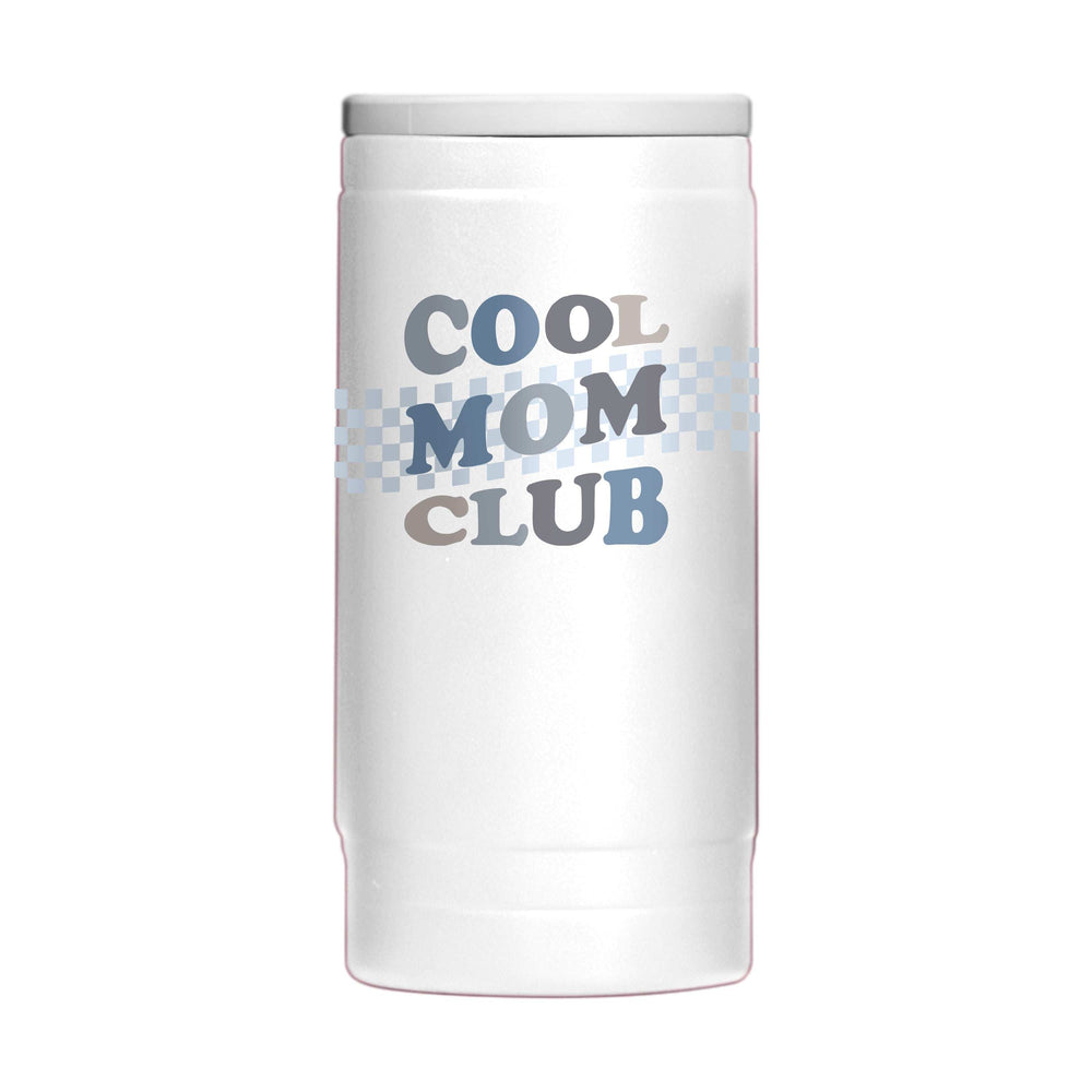 Mothers Day Blue Cool Moms Club White 12oz Powdercoat SlimCan Coolie - Logo Brands - Flyclothing LLC