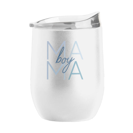 Mothers Day 16oz Boy Mama White Stainless Curved Beverage - Logo Brands - Flyclothing LLC