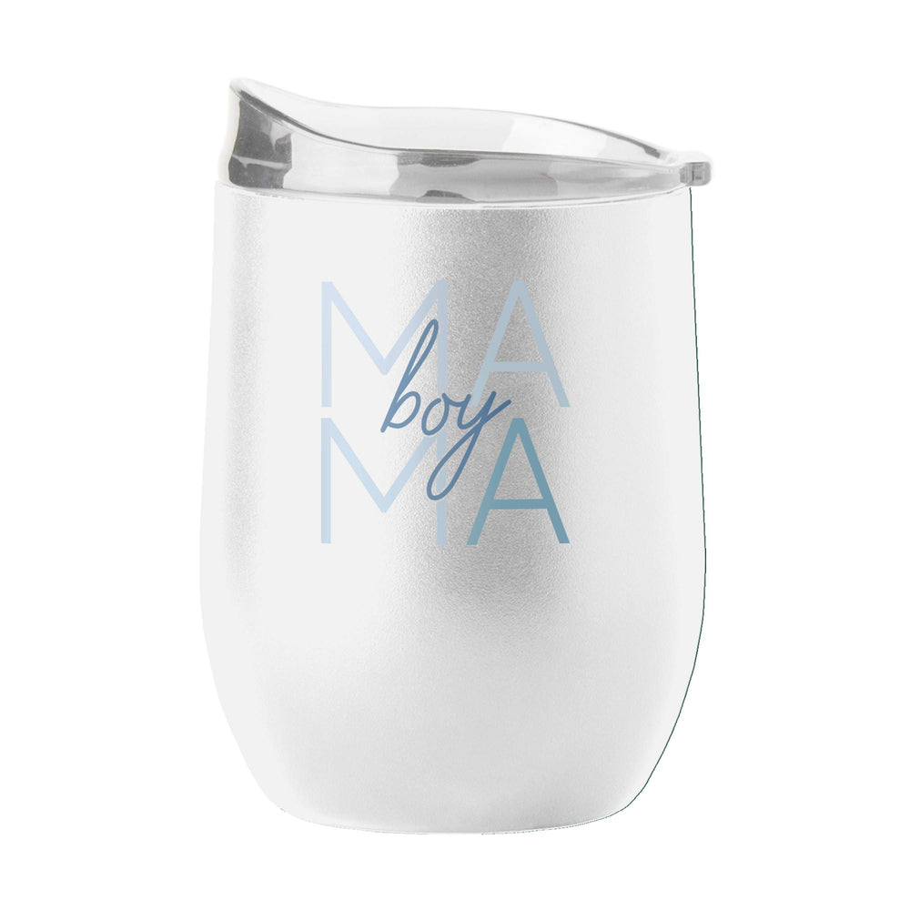 Mothers Day 16oz Boy Mama White Stainless Curved Beverage - Logo Brands - Flyclothing LLC