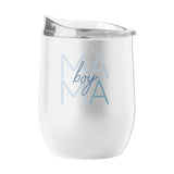 Mothers Day 16oz Boy Mama White Stainless Curved Beverage - Logo Brands - Flyclothing LLC