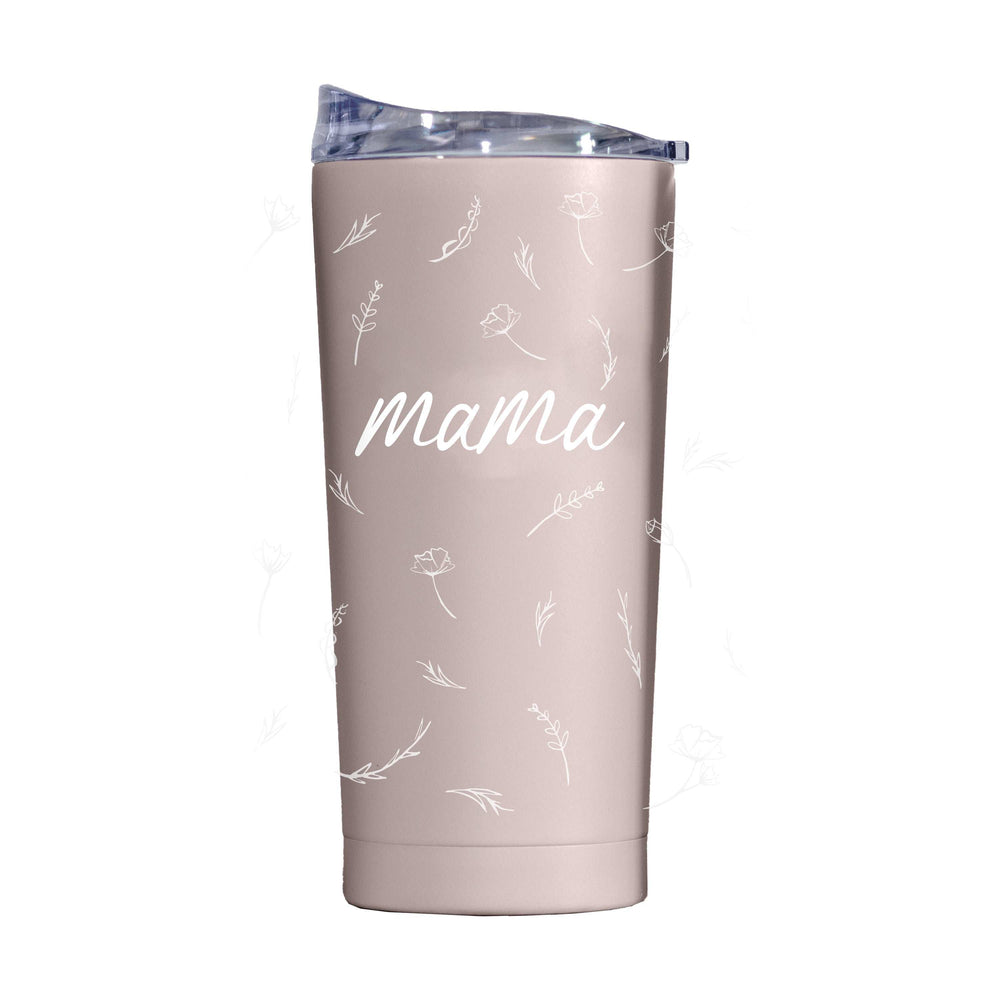 Mothers Day 20oz Mama with Repeating Flowers Dusk Powder Coat Tumbler - Logo Brands - Flyclothing LLC