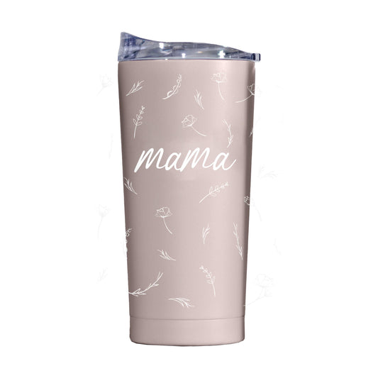 Mothers Day 20oz Mama with Repeating Flowers Dusk Powder Coat Tumbler - Logo Brands - Flyclothing LLC