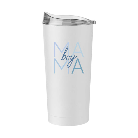 Mothers Day 20oz Boy Mama White Powder Coat Tumbler - Logo Brands - Flyclothing LLC