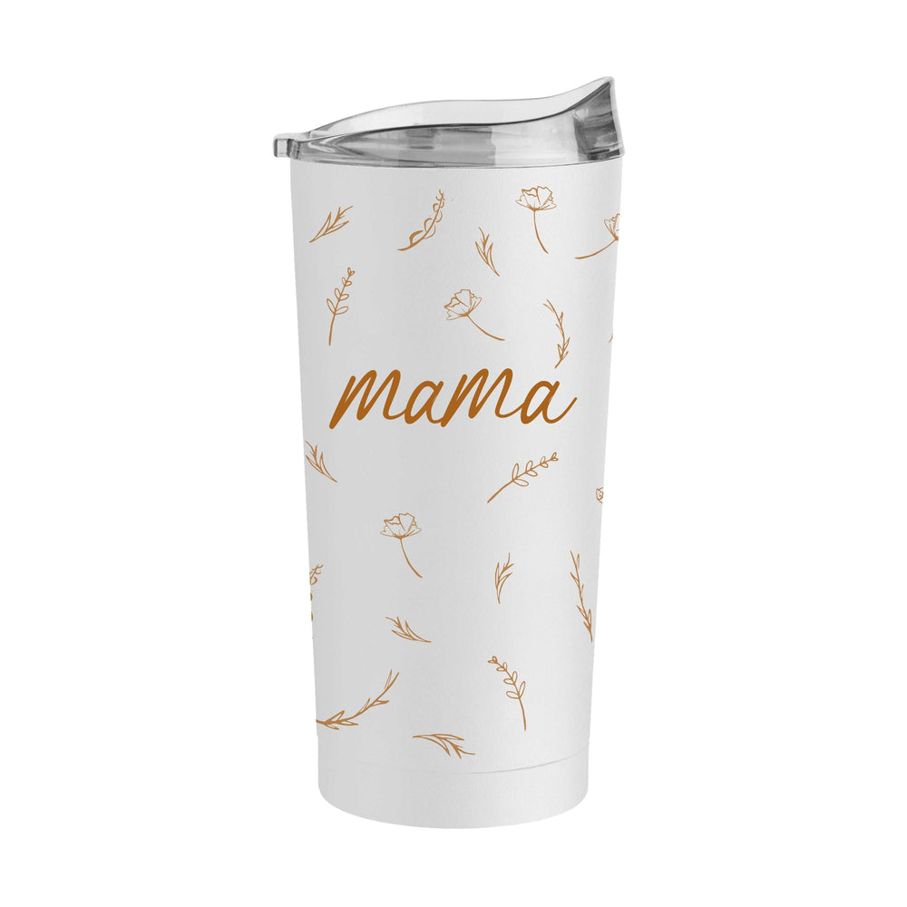 Mothers Day 20oz Mama with Repeating Flowers White Powder Coat Tumbler - Logo Brands - Flyclothing LLC