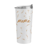 Mothers Day 20oz Mama with Repeating Flowers White Powder Coat Tumbler - Logo Brands - Flyclothing LLC