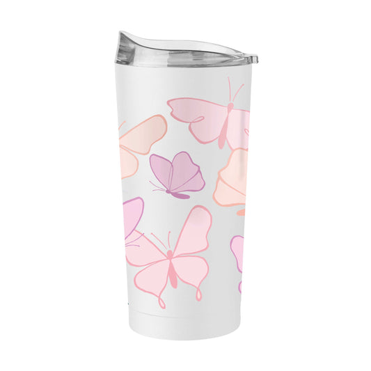 Spring 20oz Repeating Butterfly White Powder Coat Tumbler - Logo Brands - Flyclothing LLC