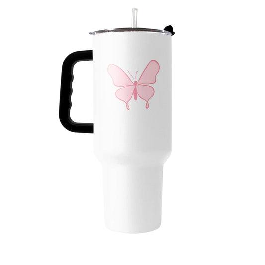 Spring 40oz Single Butterfly White Powder Coat Tumbler - Logo Brands - Flyclothing LLC