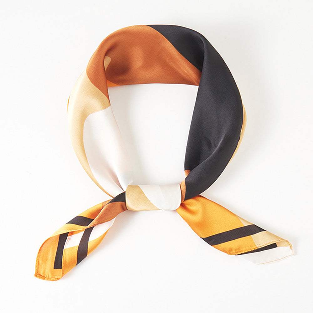 Geometric Pattern Printed Square Silky Satin Bandana Scarf - Madeline Love - Flyclothing LLC