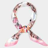 Earthy Floral Garden Printed Square Silky Satin Scarf - Madeline Love - Flyclothing LLC