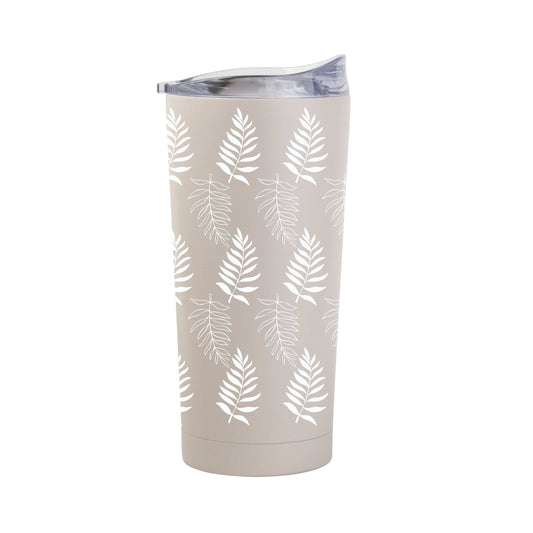 Jungle Collection White Palm Leaves 20oz Powder Coat Tumbler - Logo Brands - Flyclothing LLC