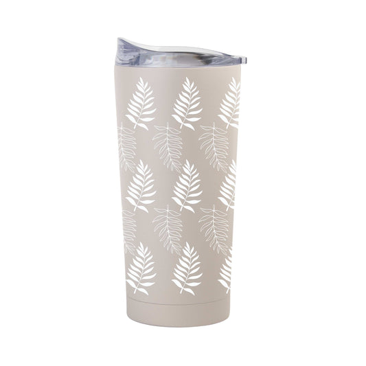 Jungle Collection White Palm Leaves 20oz Powder Coat Tumbler - Logo Brands - Flyclothing LLC