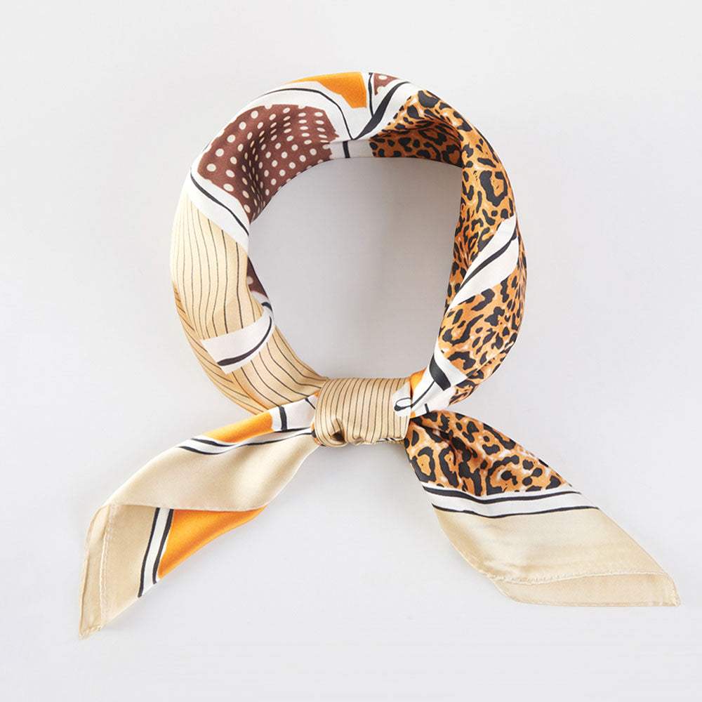 Pop Art Horse and Leopard Printed Square Silky Satin Bandana Scarf - Madeline Love - Flyclothing LLC