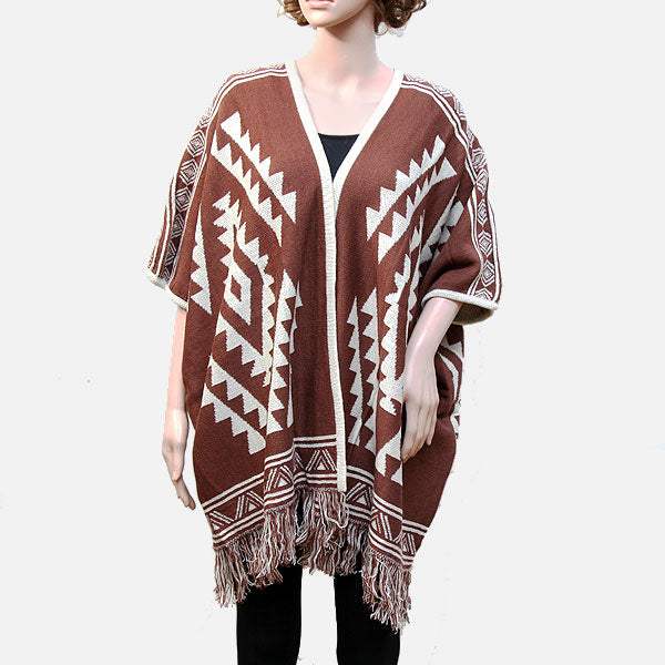 Tribal Fringe Acrylic Poncho - Madeline Love - Flyclothing LLC