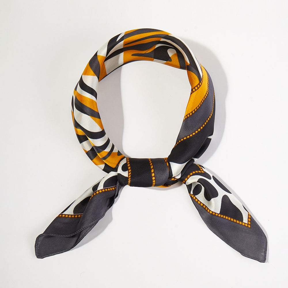 Zebra Leopard Pattern Printed Square Silky Satin Bandana Scarf - Madeline Love - Flyclothing LLC