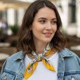 Geometric Pattern Printed Square Silky Satin Bandana Scarf - Madeline Love - Flyclothing LLC