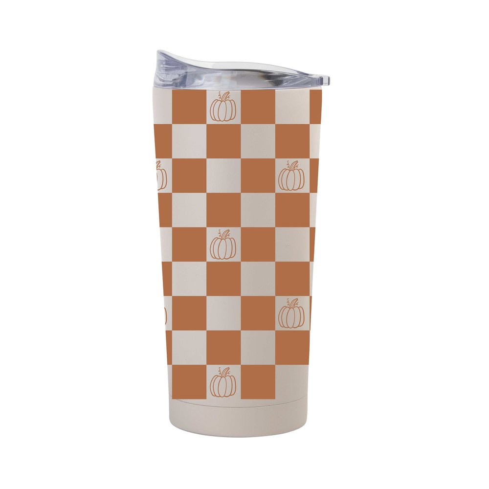 Fall Checkered Pumpkin 20oz Powder Coat Tumbler - Logo Brands - Flyclothing LLC
